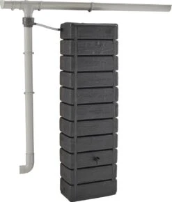 Regenton Muurtank, Grandval 300L, Antraciet Kunststof, Imitatiehout, Met Gootaansluitset Inbegrepen -Tuin Verkoop 1023x1200