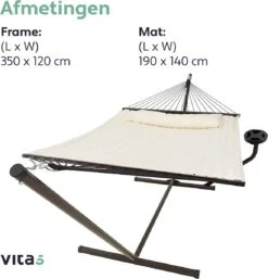 Vita5 Hangmat Met Standaard En Spreidstok – 2 Persoons – Incl. Bekerhouder - Afneembaar Kussen – Uv-bestendig – Beige 20 Vita5 Hangmat Met Standaard En Spreidstok – 2 Persoons – Incl. Bekerhouder - Afneembaar Kussen – Uv-bestendig – Beige -Tuin Verkoop 1152x1200