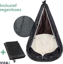 Vita5 Macramé Hangstoel - Voor Binnen En Buiten - Zonder Standaard - Incl. Kussen, Boekenvak En Beschermhoes - Tot 150kg - Beige -Tuin Verkoop 1171x1200