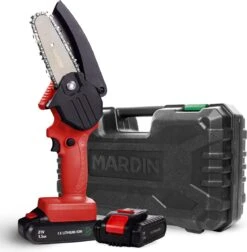 Mardin Mini Kettingzaag - Snoeizaag - Kettingzaag - Kettingzaag Electrisch Met 2 Accu - Inclusief Koffer - 1 Extra Accu - Rood