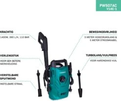 VONROC Hogedrukreiniger V14C-1 - 1400W – 110 Bar – 390 L/h – Compact - Incl. 5m Slang, Spuitstukken En Accessoires -Tuin Verkoop 1200x1008