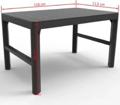 Allibert Lyon Tuintafel - 116x71,5x66/40 Cm - Grafiet -Tuin Verkoop 1200x1050