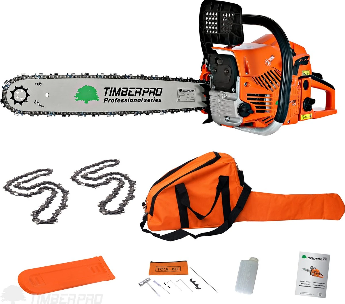 TIMBERPRO - Kettingzaag – Benzine - 62 Cc - Zwaardlengte 50 Cm - Transportzak - 2e Ketting 5 TIMBERPRO - Kettingzaag – Benzine - 62 Cc - Zwaardlengte 50 Cm - Transportzak - 2e Ketting - Image 5