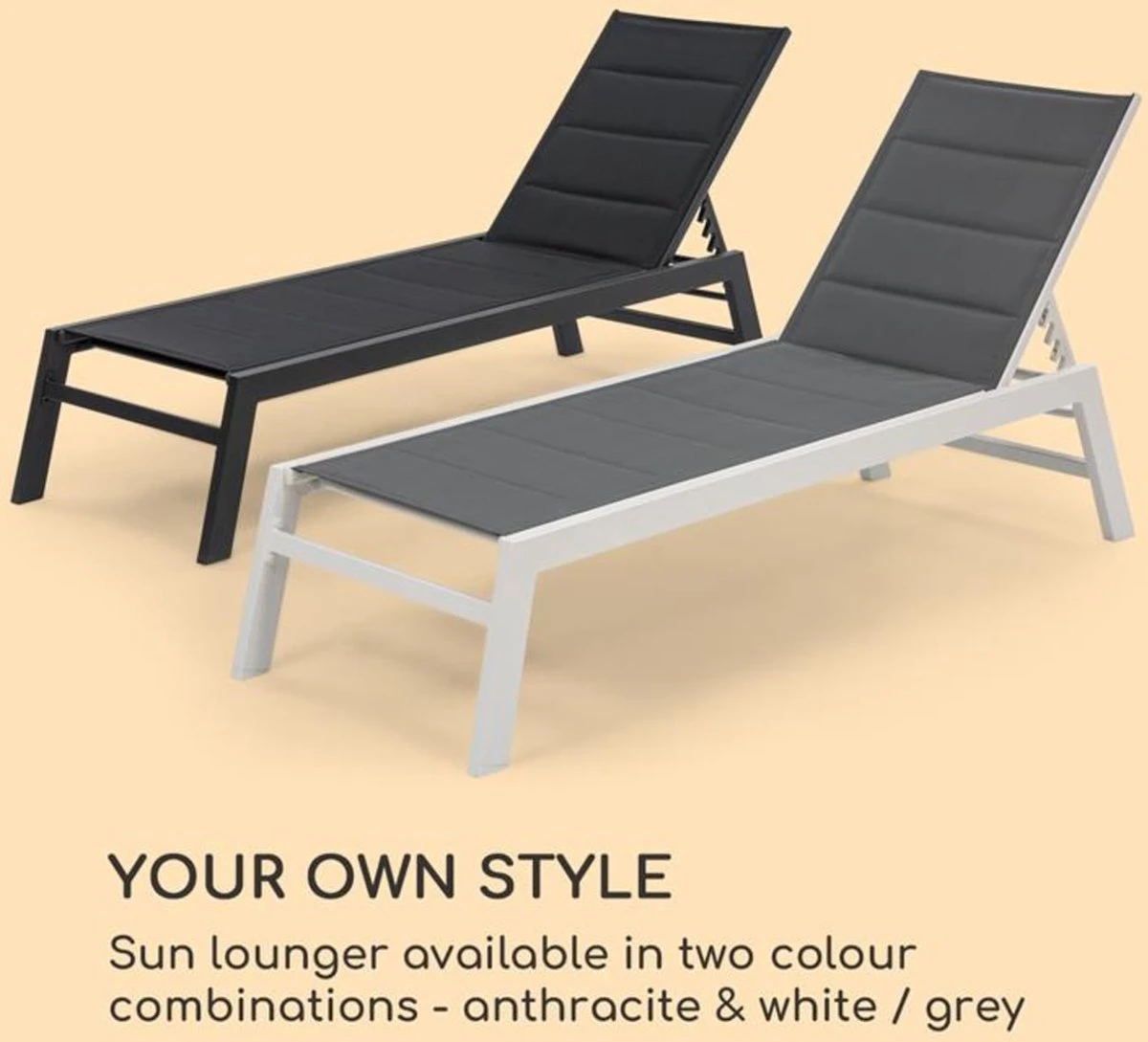 Blumfeldt Renazzo Lounge Ligstoel - Ligbed Voor De Tuin - Aluminium Tuinstoel - 6 Standen - Waterafstotend - Bekleding Van 70 % Pvc En 30 % Polyetheen - Zwart 6 Blumfeldt Renazzo Lounge Ligstoel - Ligbed Voor De Tuin - Aluminium Tuinstoel - 6 Standen - Waterafstotend - Bekleding Van 70 % Pvc En 30 % Polyetheen - Zwart - Image 6