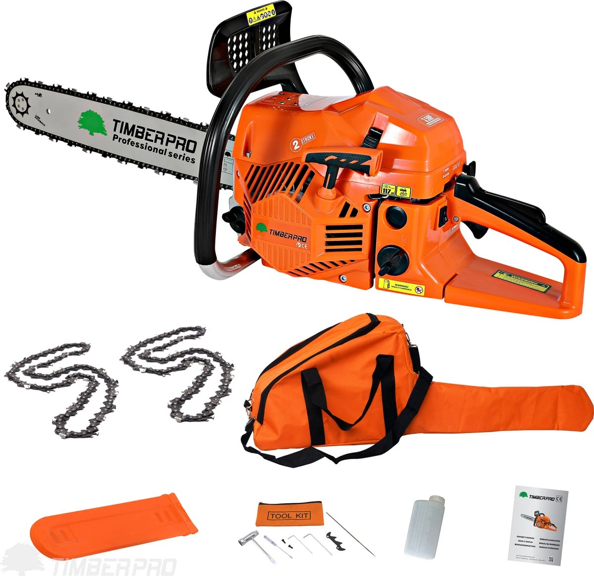 TIMBERPRO - Kettingzaag – Benzine - 62 Cc - Zwaardlengte 50 Cm - Transportzak - 2e Ketting 4 TIMBERPRO - Kettingzaag – Benzine - 62 Cc - Zwaardlengte 50 Cm - Transportzak - 2e Ketting - Image 4