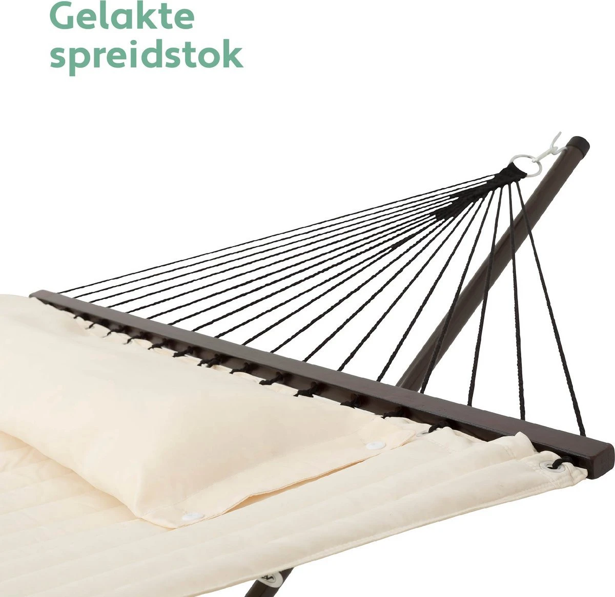 Vita5 Hangmat Met Standaard En Spreidstok – 2 Persoons – Incl. Bekerhouder - Afneembaar Kussen – Uv-bestendig – Beige 10 Vita5 Hangmat Met Standaard En Spreidstok – 2 Persoons – Incl. Bekerhouder - Afneembaar Kussen – Uv-bestendig – Beige - Image 10