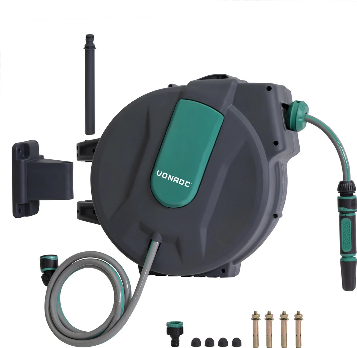 VONROC Automatische Slanghaspel – Incl. 25m Tuinslang, Aansluitslang, Spuitstuk, Koppelingen & Kraanaansluiting 8 VONROC Automatische Slanghaspel – Incl. 25m Tuinslang, Aansluitslang, Spuitstuk, Koppelingen & Kraanaansluiting - Image 8