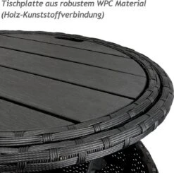 Casaria Polyrattan Zonne-Eiland Ø185cm – Incl. Kussens - Zwart Crème -Tuin Verkoop 1200x1189 1