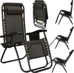 Springos Tuinstoel | Ligstoel | Opvouwbaar | Verstelbaar | Ergonomische Hoofdsteun | Bruin / Zwart -Tuin Verkoop 1200x1191 2