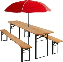 Casaria Tuinset Hout – 2 Banken 1Tafel Inklapbaar - 170x46x75cm -Tuin Verkoop 1200x1197 3