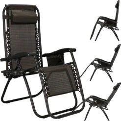 Springos Tuinstoel | Ligstoel | Opvouwbaar | Verstelbaar | Ergonomische Hoofdsteun | Bruin / Zwart -Tuin Verkoop 1200x1198 3