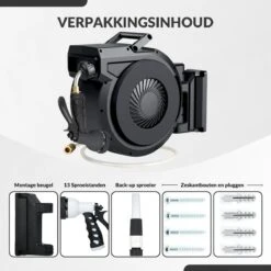 Buxibo - Wandslangenbox 20 Meter + 2 Meter - Tuinslang Met Haspel - 9 Sproei Standen - Slangenhouder 180° Draaibaar - Tuinslanghaspel Zwart+ Gratis Sproeier - Zwart -Tuin Verkoop 1200x1200 156
