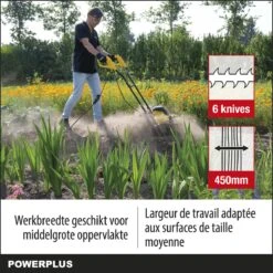 Powerplus POWXG72010 Tuinfrees - 1500W - Werkbreedte 450mm - Werkdiepte Max. 220mm - Incl. 6 Messen En Wielen -Tuin Verkoop 1200x1200 16