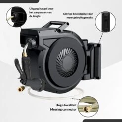 Buxibo - Wandslangenbox 20 Meter + 2 Meter - Tuinslang Met Haspel - 9 Sproei Standen - Slangenhouder 180° Draaibaar - Tuinslanghaspel Zwart+ Gratis Sproeier - Zwart -Tuin Verkoop 1200x1200 161