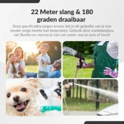 Buxibo - Wandslangenbox 20 Meter + 2 Meter - Tuinslang Met Haspel - 9 Sproei Standen - Slangenhouder 180° Draaibaar - Tuinslanghaspel Zwart+ Gratis Sproeier - Zwart -Tuin Verkoop 1200x1200 163