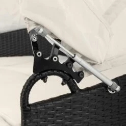 Casaria Polyrattan Zonne-Eiland Ø185cm – Incl. Kussens - Zwart Crème -Tuin Verkoop 1200x1200 280