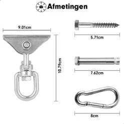 Luxe Ophangsysteem - 180° Schommelen, 360° Roteerbaar - Plafondhaak - Ophanghaak - Hangstoel Buiten - Hangstoel Binnen – Schommelstoel - Schommel - Bokszakken - RVS - Nederlandse Handleiding - -Tuin Verkoop 1200x1200 304