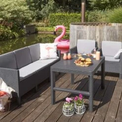 Allibert Lyon Tuintafel - 116x71,5x66/40 Cm - Grafiet -Tuin Verkoop 1200x1200 315