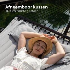 Vita5 Hangmat Met Standaard En Spreidstok – 2 Persoons – Incl. Bekerhouder - Afneembaar Kussen – Uv-bestendig – Lichtgrijs -Tuin Verkoop 1200x1200 320