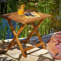 Merkloos EezyLife Houten Bijzettafel - 46x46x46cm - Acacia Hout - Tuintafel -Tuin Verkoop 1200x1200 349