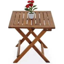 Merkloos EezyLife Houten Bijzettafel - 46x46x46cm - Acacia Hout - Tuintafel -Tuin Verkoop 1200x1200 350