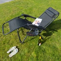 Luxe Ligstoel Met Hoofdsteun & Voetsteun - Verstelbare Rugleuning - Zonnebed Relaxstoel Voor Tuin/Terras/Strand/Balkon/Zwembad/Camping - Inklapbaar - Weerbestendig - Zwart -Tuin Verkoop 1200x1200 372