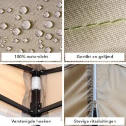 LifeGoods Partytent - 3x3 M - Zijwanden - Easy Up - Opvouwbaar - Waterdicht - Draagtas Met Wieltjes - Beige -Tuin Verkoop 1200x1200 396