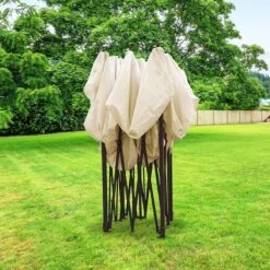 LifeGoods Partytent - 3x3 M - Zijwanden - Easy Up - Opvouwbaar - Waterdicht - Draagtas Met Wieltjes - Beige -Tuin Verkoop 1200x1200 399