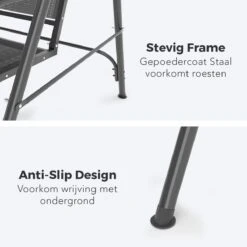 LifeGoods Schommelbank - 3-zits - Tot 250KG - Kantelbaar Dak - UV-bestendig Zonnescherm - 172x104x162cm - Grijs -Tuin Verkoop 1200x1200 482