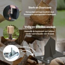 Miseru Houtklover – Geen Bijl Nodig – No Axe - Houtsplijter – Houtkliever – HANDMADE In Holland - Houtklover Voor Aanmaakhout – Metaal -Tuin Verkoop 1200x1200 52