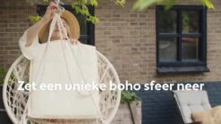 Vita5 Macramé Hangstoel - Voor Binnen En Buiten - Zonder Standaard - Incl. Kussen, Boekenvak En Beschermhoes - Tot 150kg - Beige -Tuin Verkoop 1200x675 19