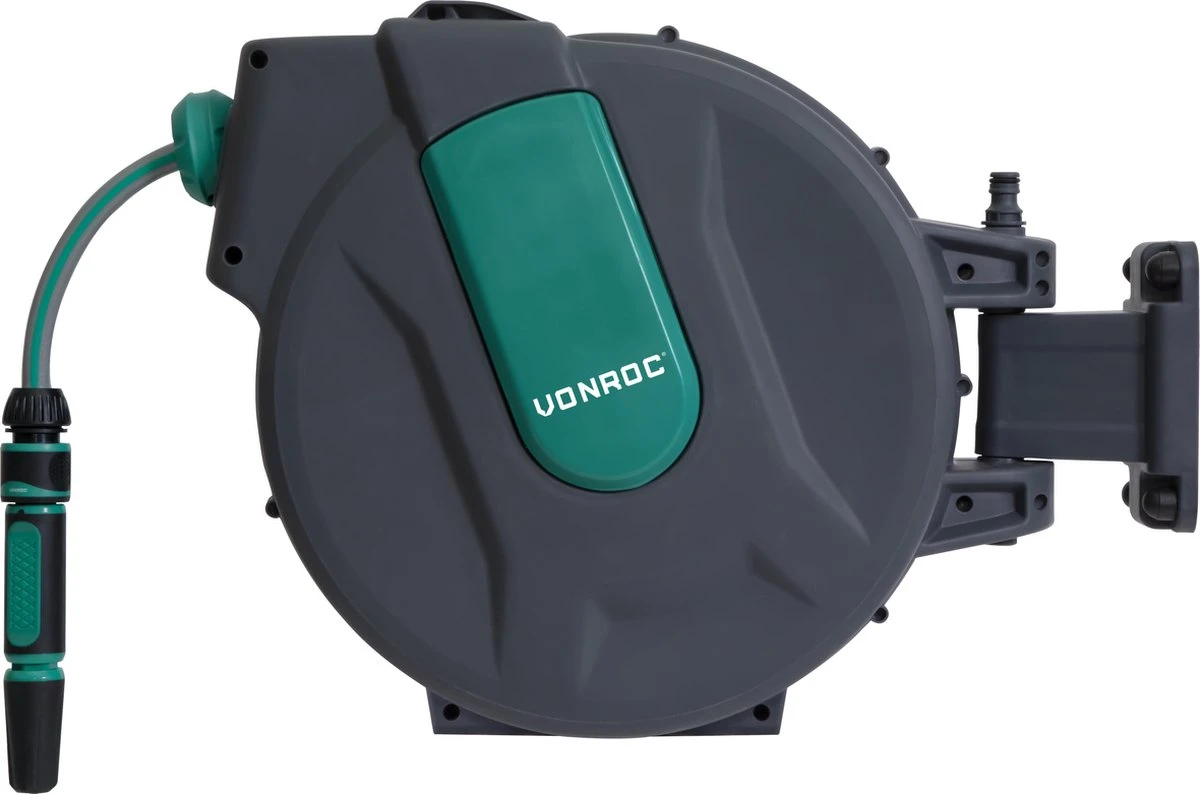 VONROC Automatische Slanghaspel – Incl. 25m Tuinslang, Aansluitslang, Spuitstuk, Koppelingen & Kraanaansluiting 2 VONROC Automatische Slanghaspel – Incl. 25m Tuinslang, Aansluitslang, Spuitstuk, Koppelingen & Kraanaansluiting - Image 2