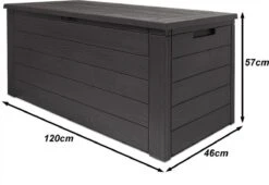 Merkloos Woody Tuin Opbergbox - 324 Liter 45x120x60 Cm - Tuinkussenbox - Antraciet/bruin -Tuin Verkoop 1200x826 2