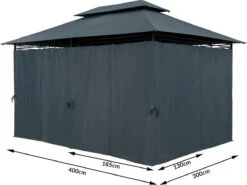 Casaria Paviljoen Topas 3x4m - UV-bescherming 50+ - Antraciet -Tuin Verkoop 1200x898 2