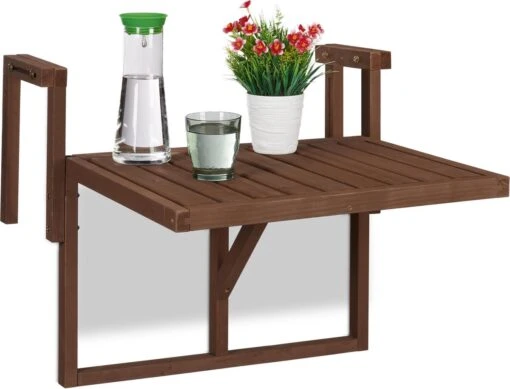 Relaxdays Balkontafel Inklapbaar - Klaptafel Balkon - Tafel Reling - Hangtafel Hout -Tuin Verkoop 1200x915 3