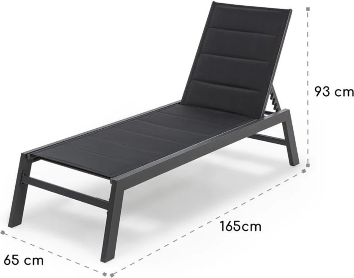 Blumfeldt Renazzo Lounge Ligstoel - Ligbed Voor De Tuin - Aluminium Tuinstoel - 6 Standen - Waterafstotend - Bekleding Van 70 % Pvc En 30 % Polyetheen - Zwart 3 Blumfeldt Renazzo Lounge Ligstoel - Ligbed Voor De Tuin - Aluminium Tuinstoel - 6 Standen - Waterafstotend - Bekleding Van 70 % Pvc En 30 % Polyetheen - Zwart - Image 3