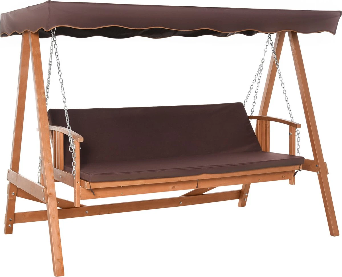 Outsunny Hollywoodschommel Hout Tuinschommel Schommelbank Ligfunctie 3 Personen 84A-185 5 Outsunny Hollywoodschommel Hout Tuinschommel Schommelbank Ligfunctie 3 Personen 84A-185 - Image 5
